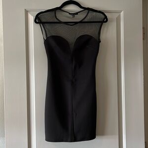 bodycon black mesh mini dress